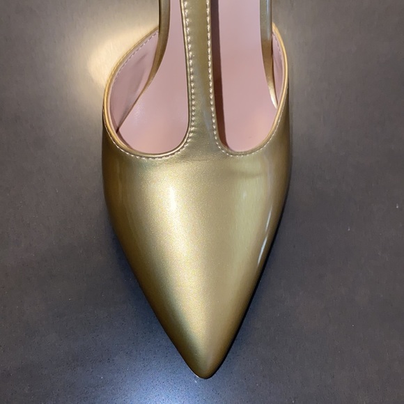 NWT SAMMITOP Women's Pointed Toe High Heel T-Strap Pumps in Gold - Picture 10 of 12